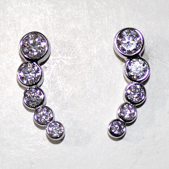 Jewelry - Sterling Silver Graduated Diamond Stud Earrings